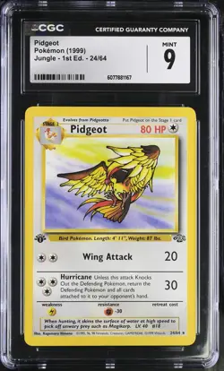 CGC 9 MINT Pidgeot 1999 Jungle 1st Edition 24/64 Pokemon Card - Image 1