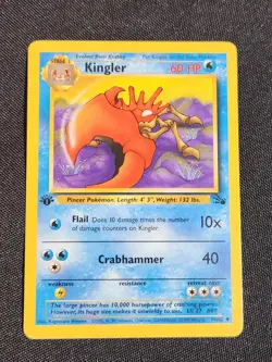Kingler 38/62 Uncommon Fossil 1st Edition Non Holo Pokemon Card LP - Image 1