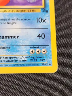 Kingler 38/62 Uncommon Fossil 1st Edition Non Holo Pokemon Card LP - Image 3