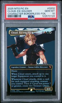 2025 MAGIC: THE GATHERING FINAL FANTASY COMMANDER #0202 CLOUD, EX-SOLDIER PSA 10 - Image 1