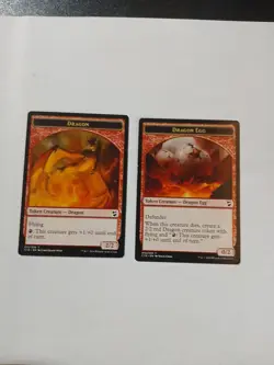 MTG Double Sided Token Dragon/Dragon Egg ×2 Commander 2018 LP Condition ●149 - Image 3