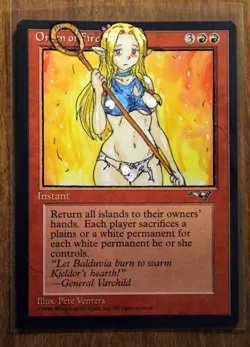 Omen of Fire Altered Art Hand Painted MTG Magic the Gathering Anime Grl Marcille - Image 1