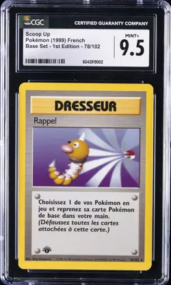 1999 POKEMON BASE SET 1ST EDITION FRENCH #78 SCOOP UP CGC 9.5 - Image 1