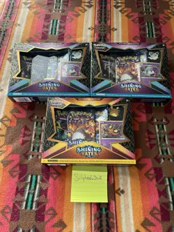 Pokemon TCG: Shining Fates Mad Party Pin Collections Box X3 New Sealed - Image 1