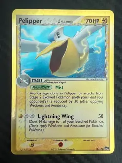 Pokemon TCG Pelipper 14/17 Pop Series 5 Delta Holo Trading VLP - Image 1