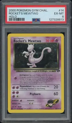 ROCKET'S MEWTWO Pokemon Gym Challenge Holo (Swirl) 14/132 - PSA 6 - Image 1