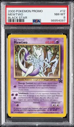 2000 POKEMON PROMO BLACK STAR #12 MEWTWO PSA 8 - Image 1