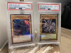 Yu-Gi-Oh! PSA TCG Lot Of 2 - Red-Eyes Black Dragon PSA 8 & Dark Magician PSA 9 - Image 1