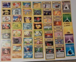 Pokemon TCG Base Set Unlimited 50 Card Lot LP - NM Vintage WOTC - Image 1