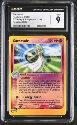 CGC 9 MINT Gardevoir 2003 EX Ruby & Sapphire 7/109 Reverse Holo Pokemon Card - Image 1