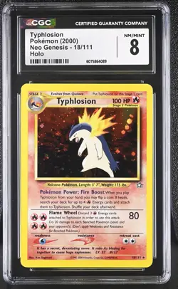 CGC 8 Typhlosion 2000 Neo Genesis 18/111 Holo SWIRL Pokemon Card - Image 1