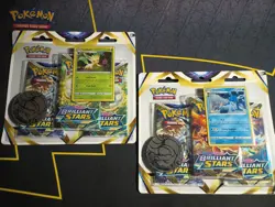 2 New Pokemon Brilliant Stars Leafeon Glaceon Promo 3 Pack Blister Card Lot - Image 1