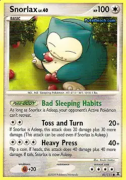 Lightly Played Snorlax - 81/111 - Common Pokemon Rising Rivals - Image 1