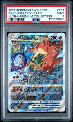 2022 POKEMON SWSH BLACK STAR PROMO #262 FULL ART/CHARIZARD VSTAR PSA 9 - Image 1