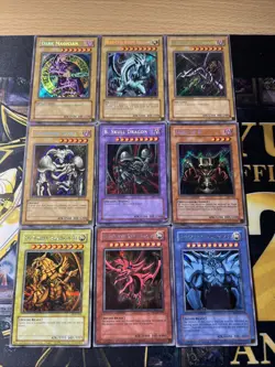 Vintage Yugioh Card Holo Collection 9 Cards #21 BPT 2002 COMPLETE SET GOD CARDS - Image 1