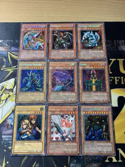Vintage Yugioh Card Holo Collection 9 Cards #73 SECRET RARES MFC LOB IOC PSV LOD - Image 1