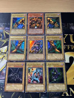 Vintage Yugioh Card Holo Collection 9 Cards #109 LOB ULTRAS LEGEND OF BLUE-EYES - Image 1