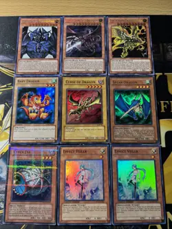 Vintage Yugioh Card Holo Collection 9 Cards #41 TN19 GOD CARD SET - Image 1