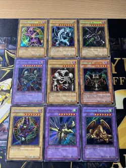 Vintage Yugioh Card Collection 9 Cards #45 SECRET RARES BPT 2002 COMPLETE SET - Image 1