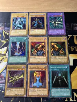 Vintage Yugioh Card Holo Collection 9 Cards #68 LOB Holos LEGEND OF BLUE-EYES - Image 1