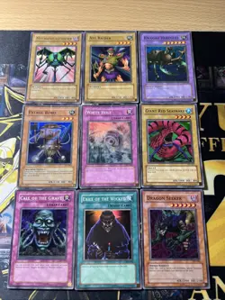 Vintage Yugioh Card Holo Collection 9 Cards #69 TP1 TP2 Holo Set (Missing MJ 001 - Image 1