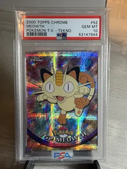2000 Topps Chrome Meowth Pokemon TV PSA 10 Graded Card #52 - Population 1 Of 9 - Image 1