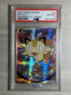 2000 Topps Chrome Meowth Pokemon TV PSA 10 Graded Card #52 - Population 1 Of 9 - Image 3