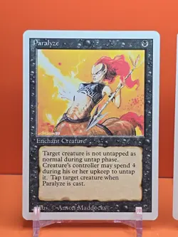 ⚫⚫⚫ (4) 1994 MAGIC The Gathering PARALYZE REVISED 3RD EDITION PLAYED ⚫⚫3 - Image 3