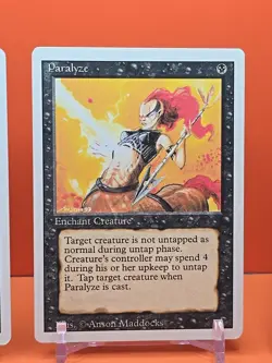 ⚫⚫⚫ (4) 1994 MAGIC The Gathering PARALYZE REVISED 3RD EDITION PLAYED ⚫⚫3 - Image 4