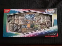 Pokemon TCG Prismatic Evolutions Lucario Ex + Tyranitar Ex Premium Collection - Image 1