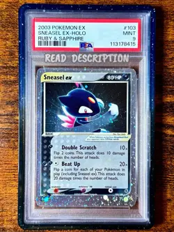 2003 Pokemon EX Ruby & Sapphire #103 Sneasel EX Holo PSA 9 Mint *Low Pop - Image 1