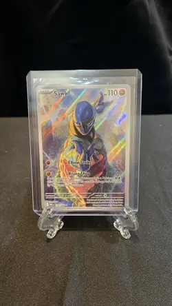 Pokemon TCG Sawk 130/086 SV White Flare Illustration Holo Card - Image 1
