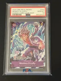 PSA 10 One Piece Monkey D. Luffy Bandai Card Game Fest 23-24 P-041 English - Image 1