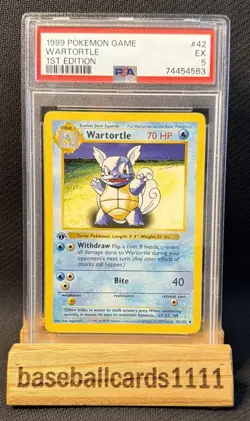 PSA 5 Wartortle 42/102 1st Edition Base Set 1999 Pokemon Card P2 - Image 1