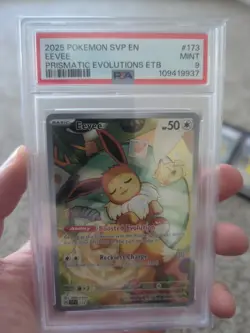 2025 POKEMON SVP EN-SV BLACK STAR PROMO PRISMATIC EVOLUTIONS ETB 173 EEVEE PSA 9 - Image 1