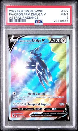2022 POKEMON SWORD & SHIELD ASTRAL RADIANCE FULL ART/ORIGIN FORME DIALGA V PSA 9 - Image 1