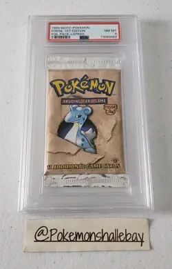 Pokemon Fossil 1st Edition Sealed Booster Pack *PSA 8 - NM-MT* Lapras Artwork - Image 1