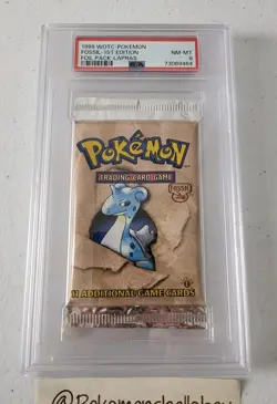 Pokemon Fossil 1st Edition Sealed Booster Pack *PSA 8 - NM-MT* Lapras Artwork - Image 3