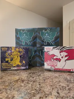 Pokemon TCG ETB Lot Of 6 (4x TWM, 1x SSP, 1x WHT) - Image 1