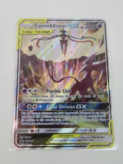 Pokemon TCG Espeon & Deoxys GX Ultra Rare Tag Team SM240 Holo Promo Blackstar - Image 1