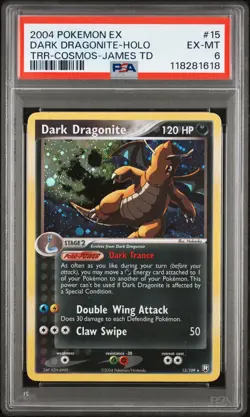 2004 POKEMON EX TEAM ROCKET RETURNS #15 DARK DRAGONITE-HOLO PSA 6 - Image 1