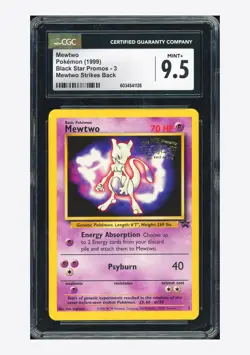 Pokemon CGC 9.5 Mewtwo Promo 1999 #3 Mewtwo Strikes Back English - Image 1
