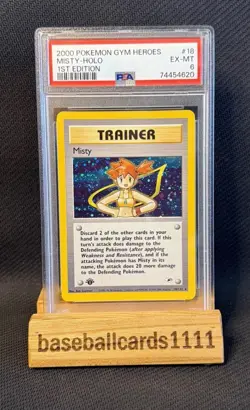 2000 Pokemon Misty Holo 18/132 1st Edition Gym Heroes PSA 6 Swirl P1 - Image 1