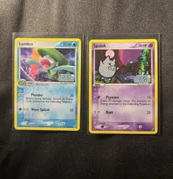Pokemon Lot Stamped Holo Crystal Guardians | Lombre 37 And Spoink 62 - Image 1