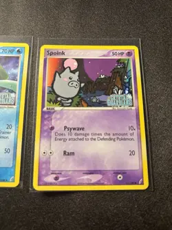 Pokemon Lot Stamped Holo Crystal Guardians | Lombre 37 And Spoink 62 - Image 3
