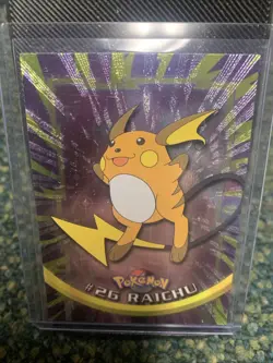 1999 Topps Pokemon Raichu #26 Holo Foil Black Label Black Logo Card TV Animation - Image 1