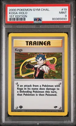 Pokemon 1st Edition Koga 19/132 PSA 9 Mint Gym Challenge Trainer Holo Vintage - Image 1