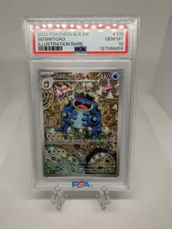 2025 Pokemon TCG Black Bolt Seismitoad IR 105/86 PSA 10 - Image 1