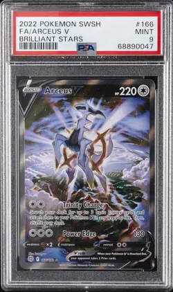 2022 POKEMON SWORD & SHIELD BRILLIANT STARS #166 FULL ART/ARCEUS V PSA 9 - Image 1