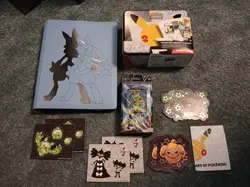 Lot of Pokemon TCG Accessories Lucario Binder Lunchbox Stickers Theme Deck - Image 1